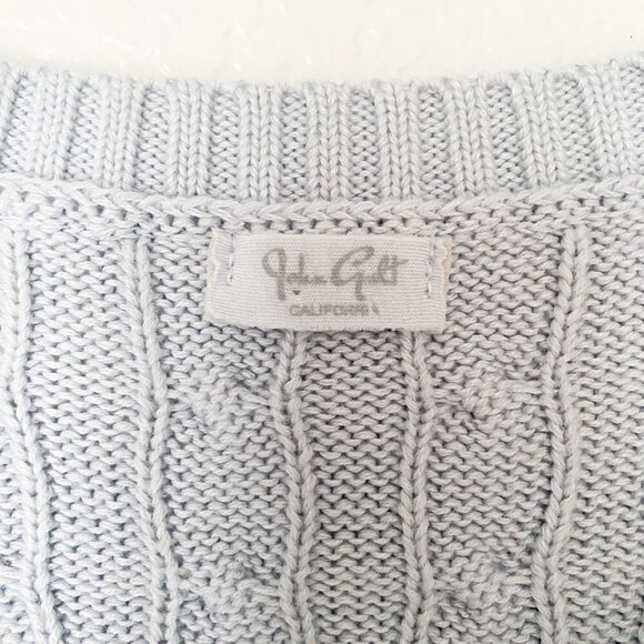 🦋 BRANDY MELVILLE JOHN GALT Leigh Cable Knit Light Blue Sweater Preppy Small - Picture 3 of 4